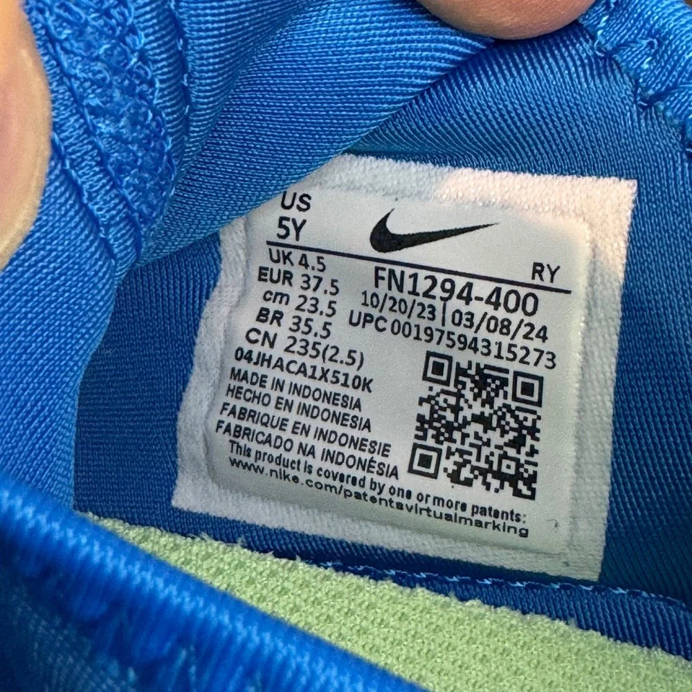 Nike Flex Runner 3 GS Slip On Running Shoes Photo Blue Vapor Green 5Y New